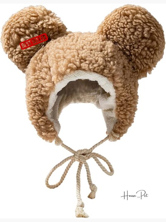 Fuzzy Faux Fur Bear Hat with Ear Flaps Adult Winter Beanie